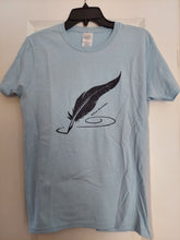 Load image into Gallery viewer, Blue Quill Distressed Printed T-Shirt with Hashtag
