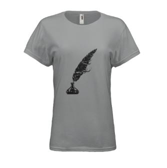 Quill Pen & Inkpot Distressed Printed T-Shirt